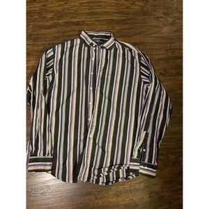 Polo Ralph Lauren Dress Shirt Mens 18/XXL Regent Custom Fit Striped Lond Sleeve